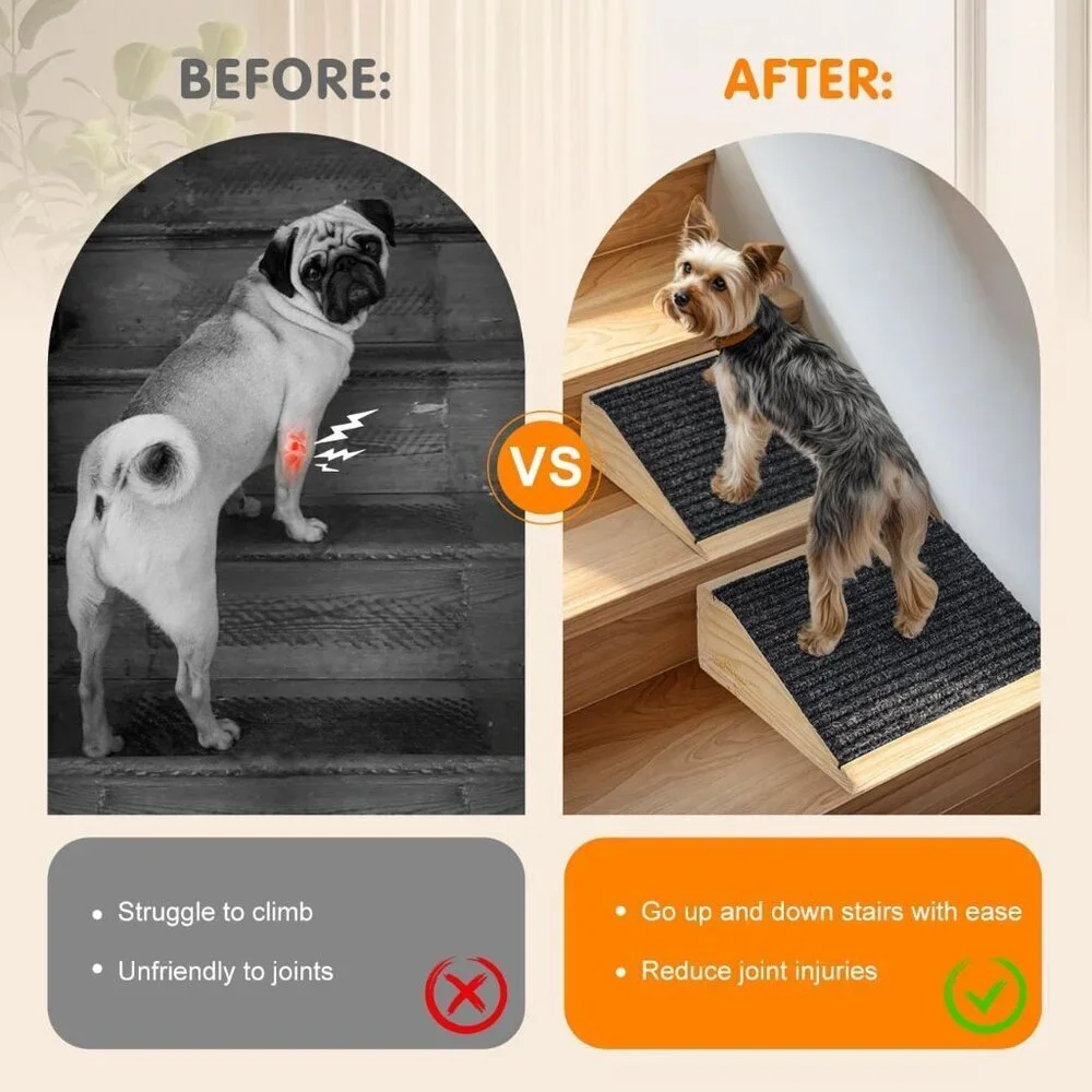 Dog Ramp for Stairs, Non-Slip Dog Stairs, Low-Angled